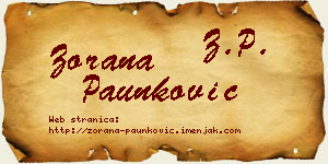 Zorana Paunković vizit kartica